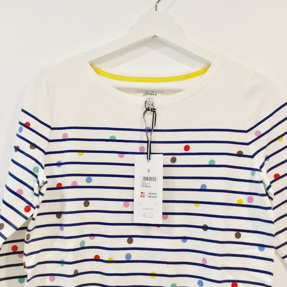 Joules 100% Cotton Polka Dot Striped Coastal Long Sleeve Top Sz 6 - Picture 2 of 13
